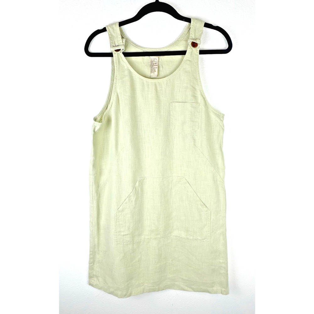 SWEET JESSIE NWOT Women's S Green Lagenlook Prairie Linen Sleeveless Mini Dress